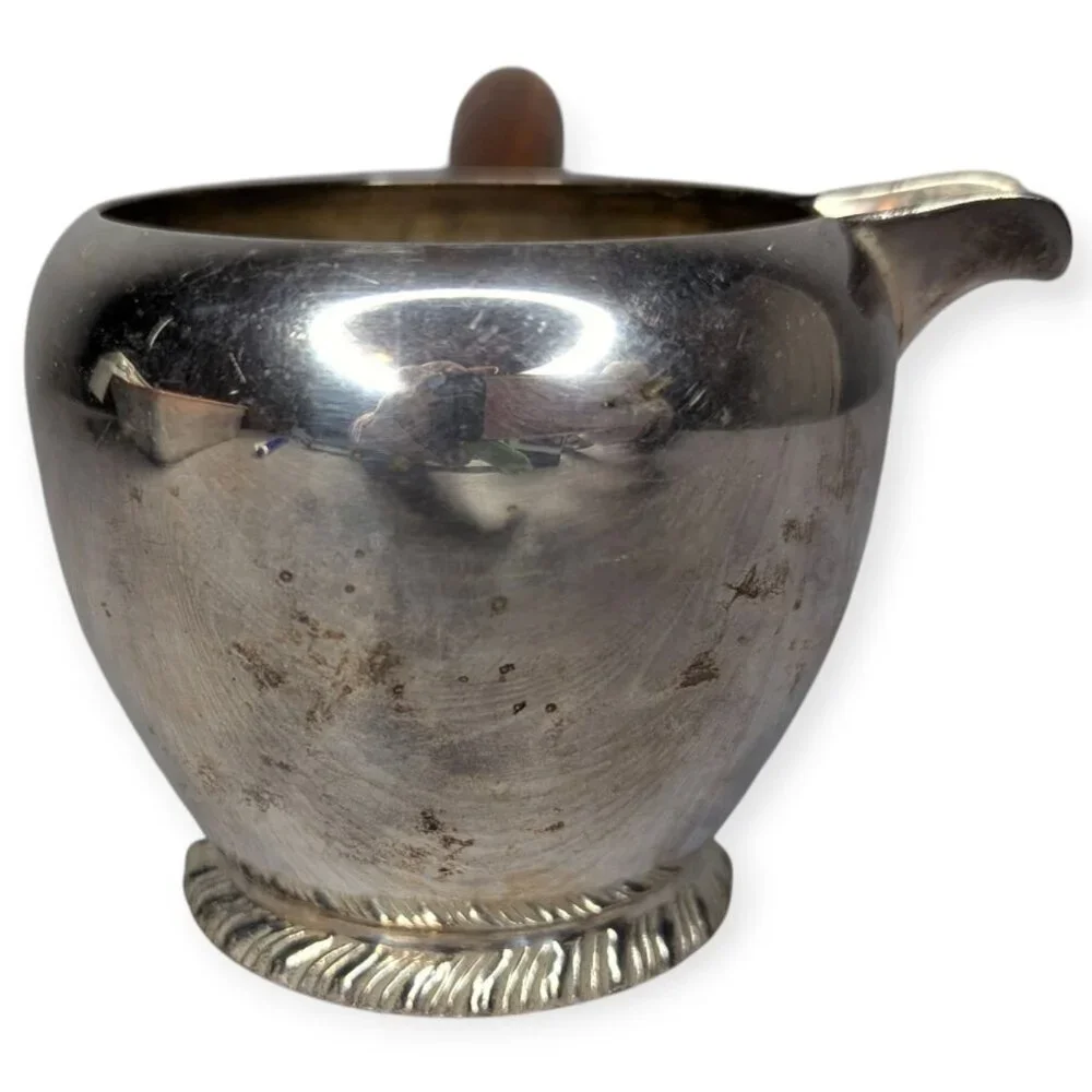 Vintage S.F. Co Silver Plate 2422 Brandy Warmer w/Wooden Handle 10